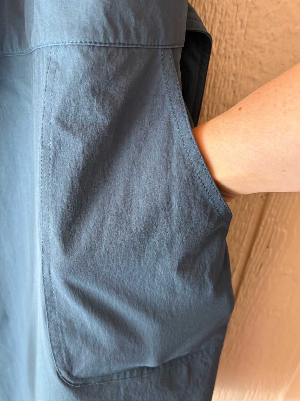 United By Blue Wrap Dress Large Blue Sleeveless Utility Travel Pockets - Picture 4 of 7